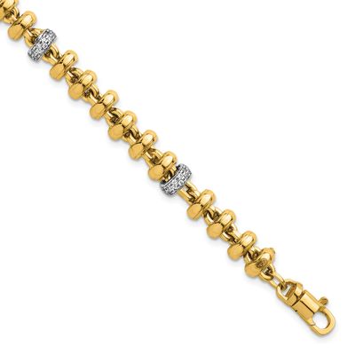 Fancy Link CZ 7.5 Inch Bracelet 14K Two Tone Gold Polished, MPN: SF3182-7.5, UPC:
