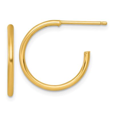 1.5 x 18mm Polished Post Hoop Earrings 14k Gold, MPN: TF2494, UPC: