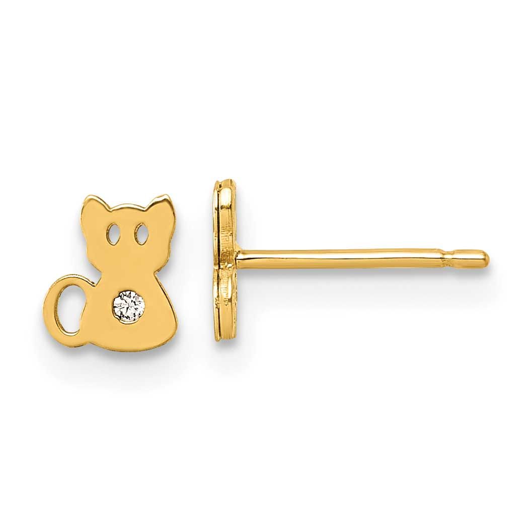CZ Cat Post Earrings 14k Gold Polished, MPN: YC1643, UPC: