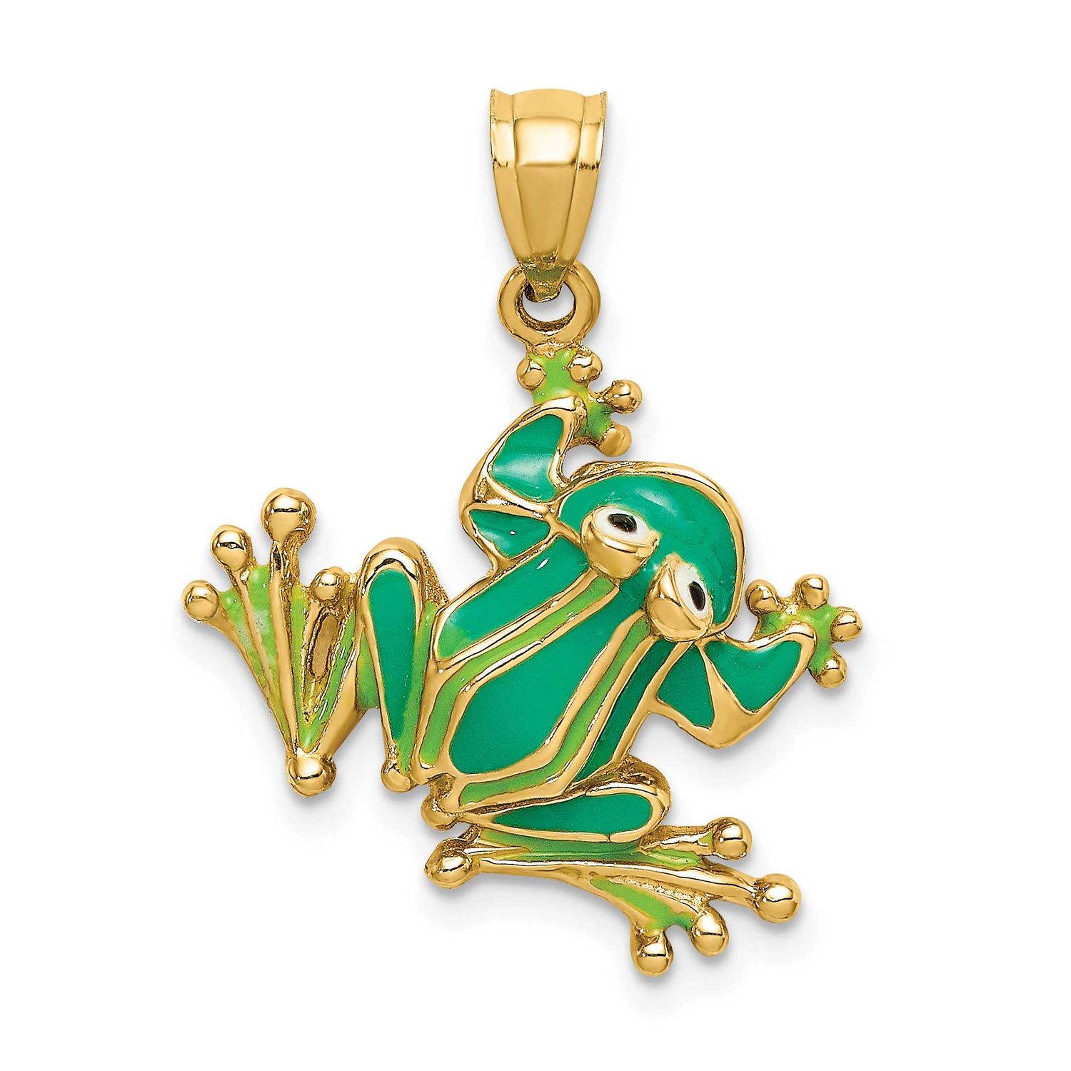 Green Enameled 2-D Frog Charm 14k Gold, MPN: K6713, UPC: 637218111985
