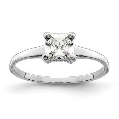 Solitaire Princess CZ Ring Sterling Silver Rhodium-Plated, MPN: QR461, UPC: 883957252124