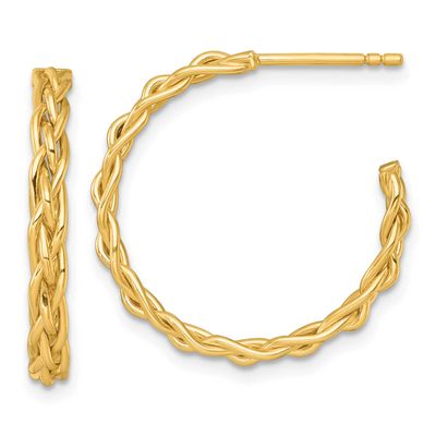 Woven 3mm Post Hoop Earrings 14k Gold Polished, MPN: TF2562, UPC: