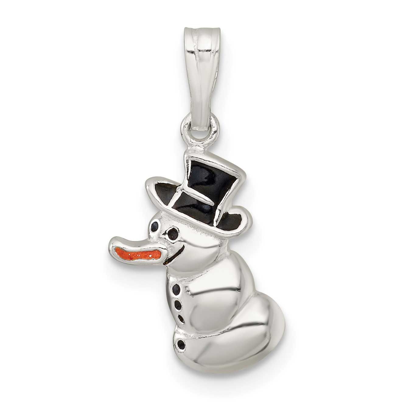 Enameled Snowman Charm Sterling Silver Polished, MPN: QC11558, UPC: