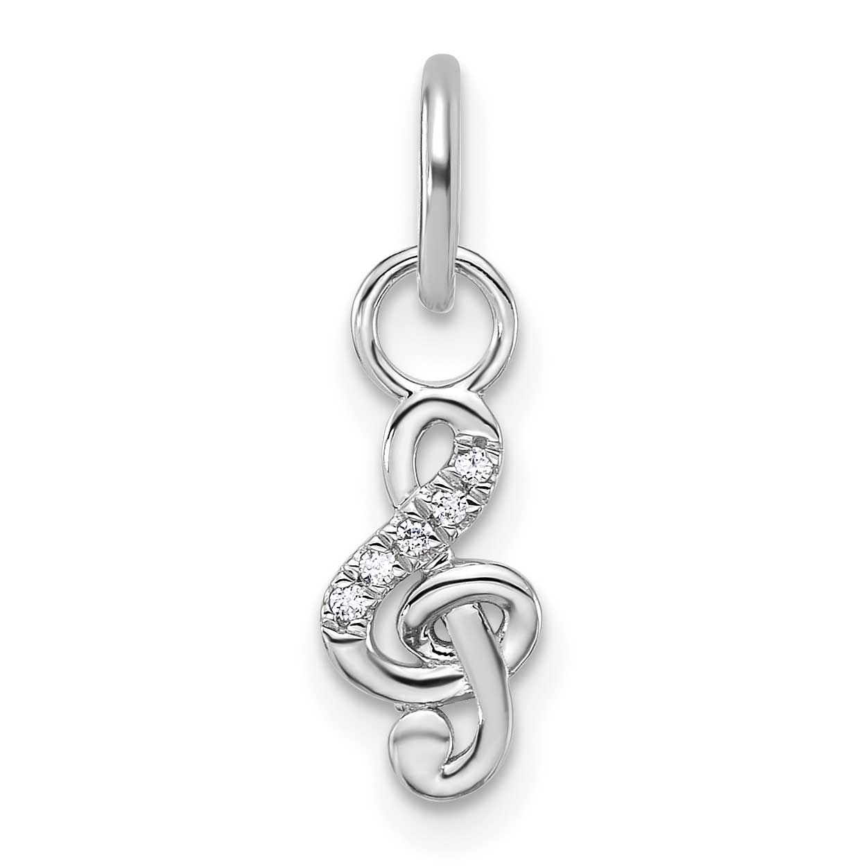 Polished Diamond Music Treble Clef Charm 14k White Gold, MPN: PM10776-003-WAA, UPC: