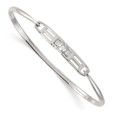 Fancy CZ Bangle Sterling Silver Polished, MPN: QB1611, UPC: