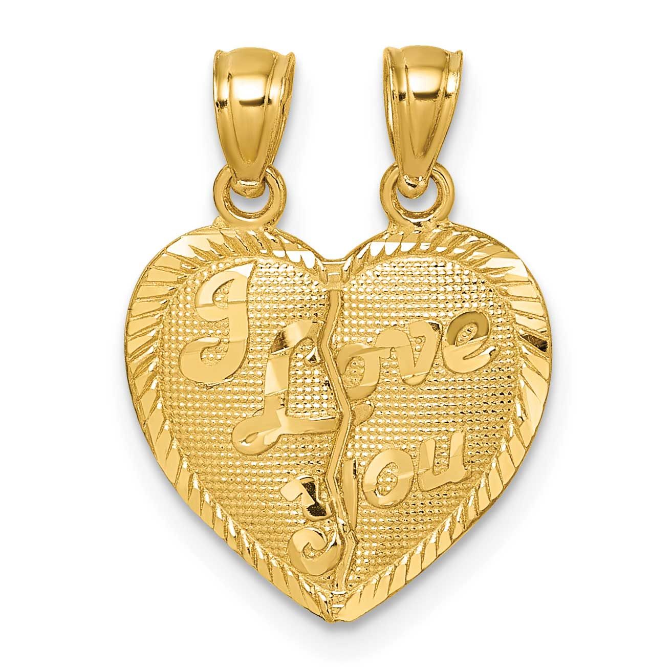 Diamond-Cut Love You Heart Break Apart Pendant 14k Gold Polished, MPN: K10007, UPC: