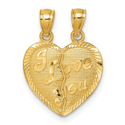Diamond-Cut Love You Heart Break Apart Pendant 14k Gold Polished, MPN: K10007, UPC: