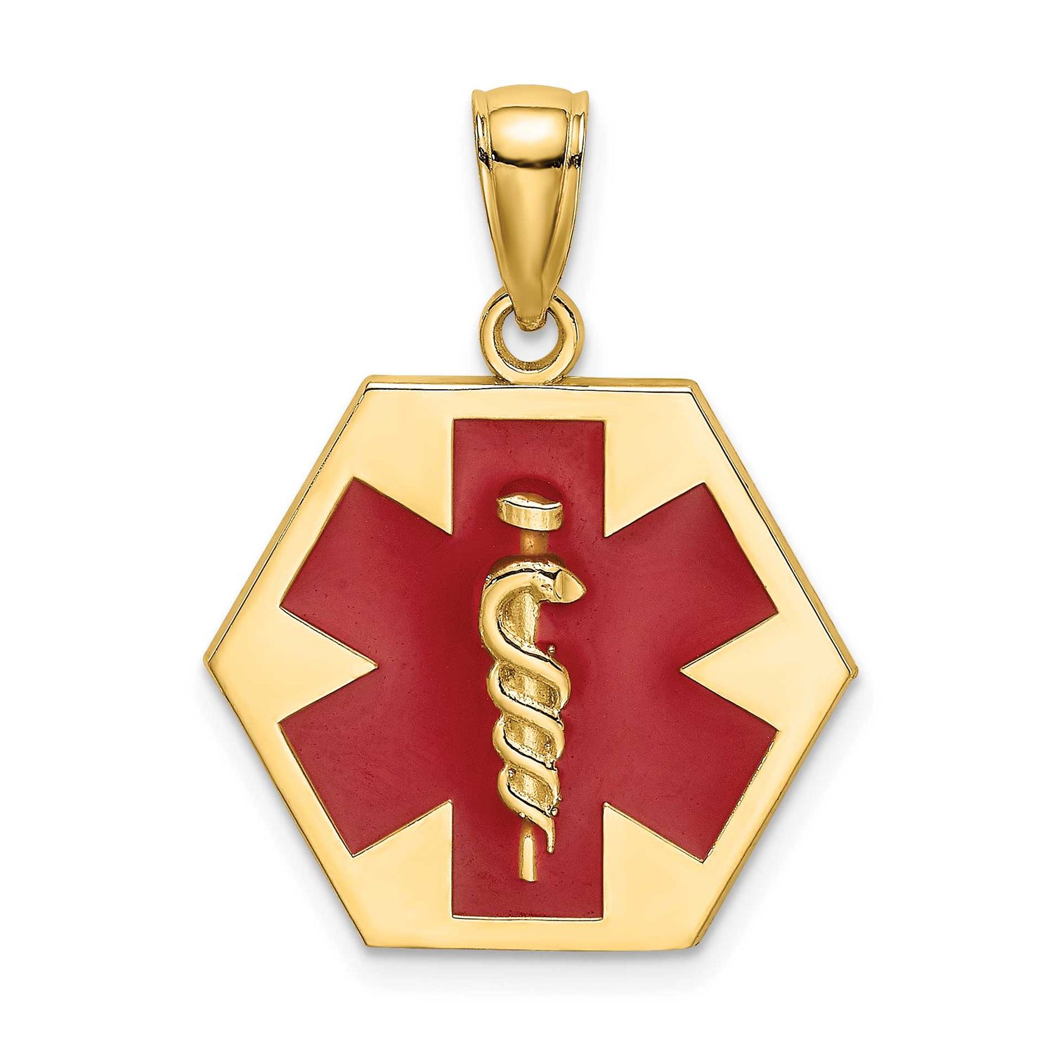 Enameled Textured Back Caduceus Medical Disc 14k Gold, MPN: K6732, UPC: 637218117574