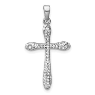 CZ Cross Pendant Sterling Silver Rhodium-Plated, MPN: QC11635, UPC: