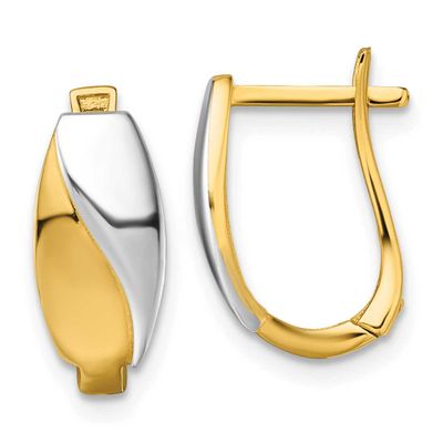 Hinged Hoop Earrings 14k Gold with Rhodium Polished, MPN: TF2469, UPC:
