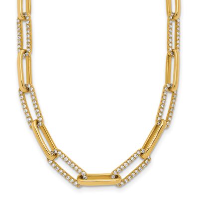 Diamond Paperclip Link 18 Inch Necklace 14k Gold Polished, MPN: PM10272-375-YAA, UPC: