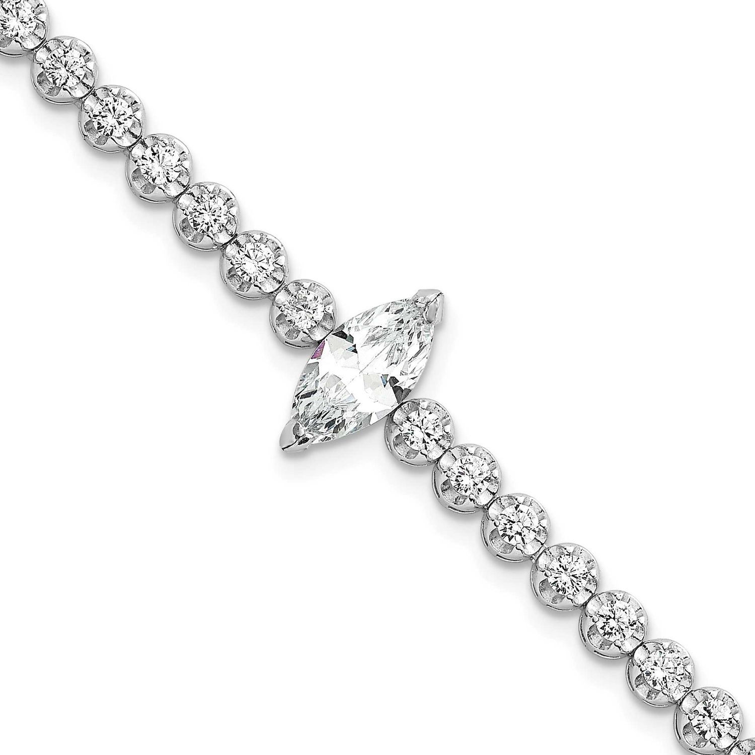 Round and Marquise CZ 7.25 Inch Bracelet Sterling Silver Rhodium-Plated Polished, MPN: QG6856-7.25,…