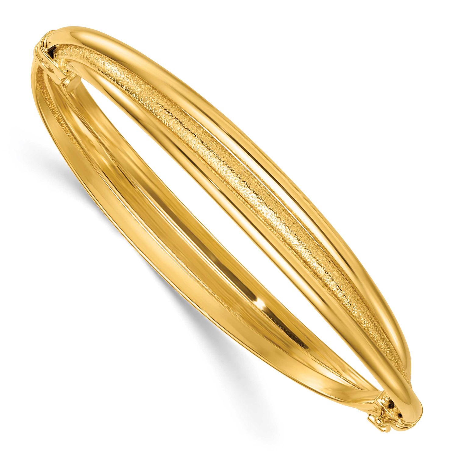 Textured Twisted Hinged Bangle 14k Gold Polished, MPN: DB746, UPC: