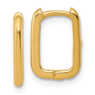 Rectangle Hinged Hoop Earrings 10k Gold Polished, MPN: 10ER389, UPC: