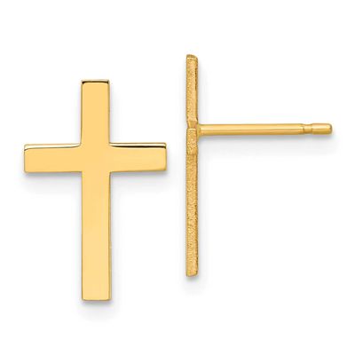 Cross Earrings 10k Gold Polished, MPN: 10REL199, UPC: