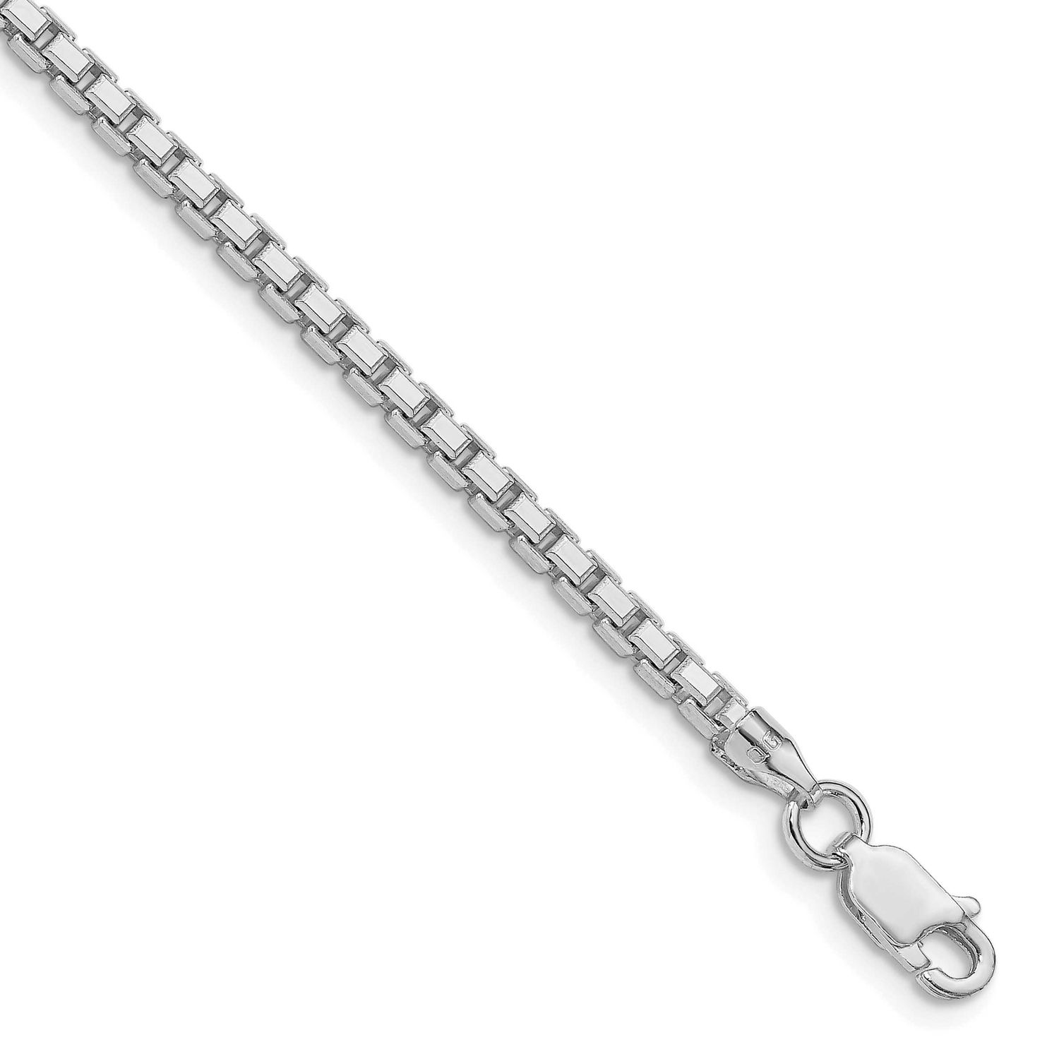 2.5mm 8 Sided Diamond-Cut Box Chain 22 Inch Sterling Silver Rhodium-Plated, MPN: QBR050R-22, UPC: