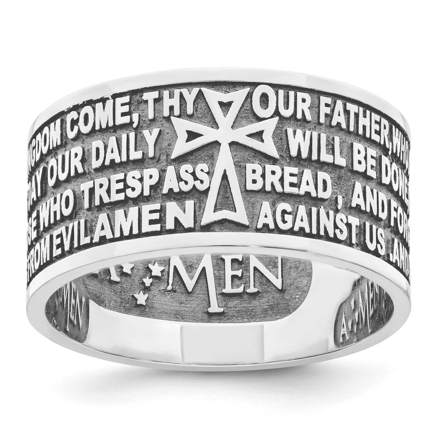 Amen Size 6.5 Lord&#39;s Prayer Ring Sterling Silver Rhodium-Plated, MPN: QR7423, UPC: 883957326535