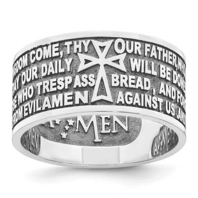 Amen Size 6.5 Lord&#39;s Prayer Ring Sterling Silver Rhodium-Plated, MPN: QR7423, UPC: 883957326535