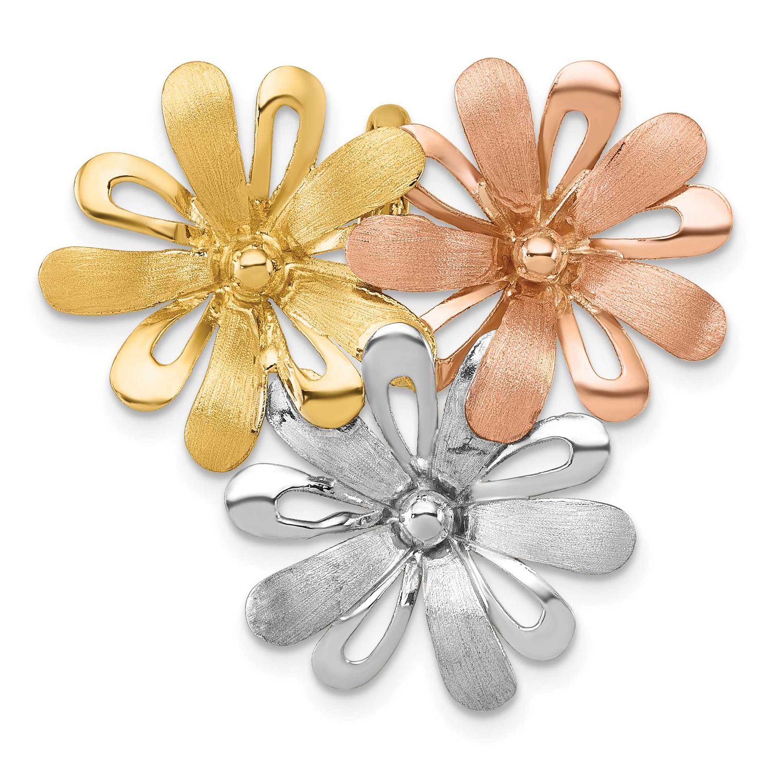 White and Rose Rhodium Brushed Polished Flower Chain Slide Pendant 27.9 Inch 14k Gold, MPN: K10018,…