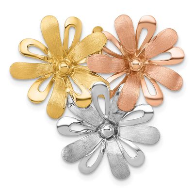 White and Rose Rhodium Brushed Polished Flower Chain Slide Pendant 27.9 Inch 14k Gold, MPN: K10018,…