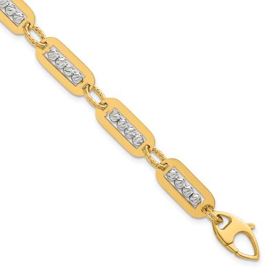 Diamond-Cut Bead 7.25 with .5 Inch Extender Bracelet 14K Two Tone Gold Polished, MPN: SF3178-7.25, …