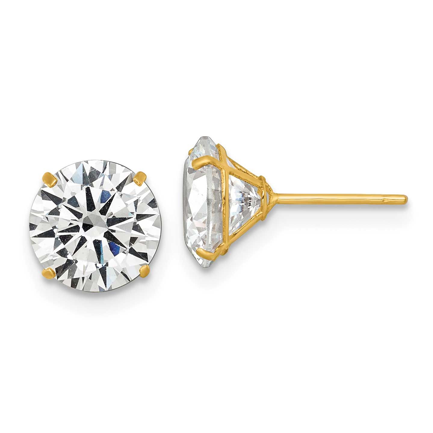 8mm CZ Stud Post Earrings 14k Gold Polished, MPN: XE3276CZ, UPC: