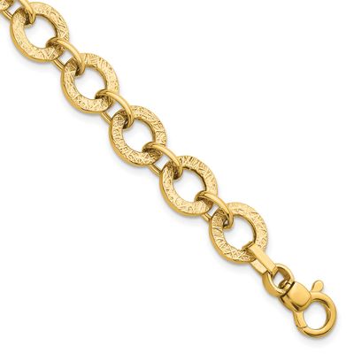 Textured 7 Inch Fancy Link Bracelet 14k Gold Polished, MPN: SF3155-7, UPC: