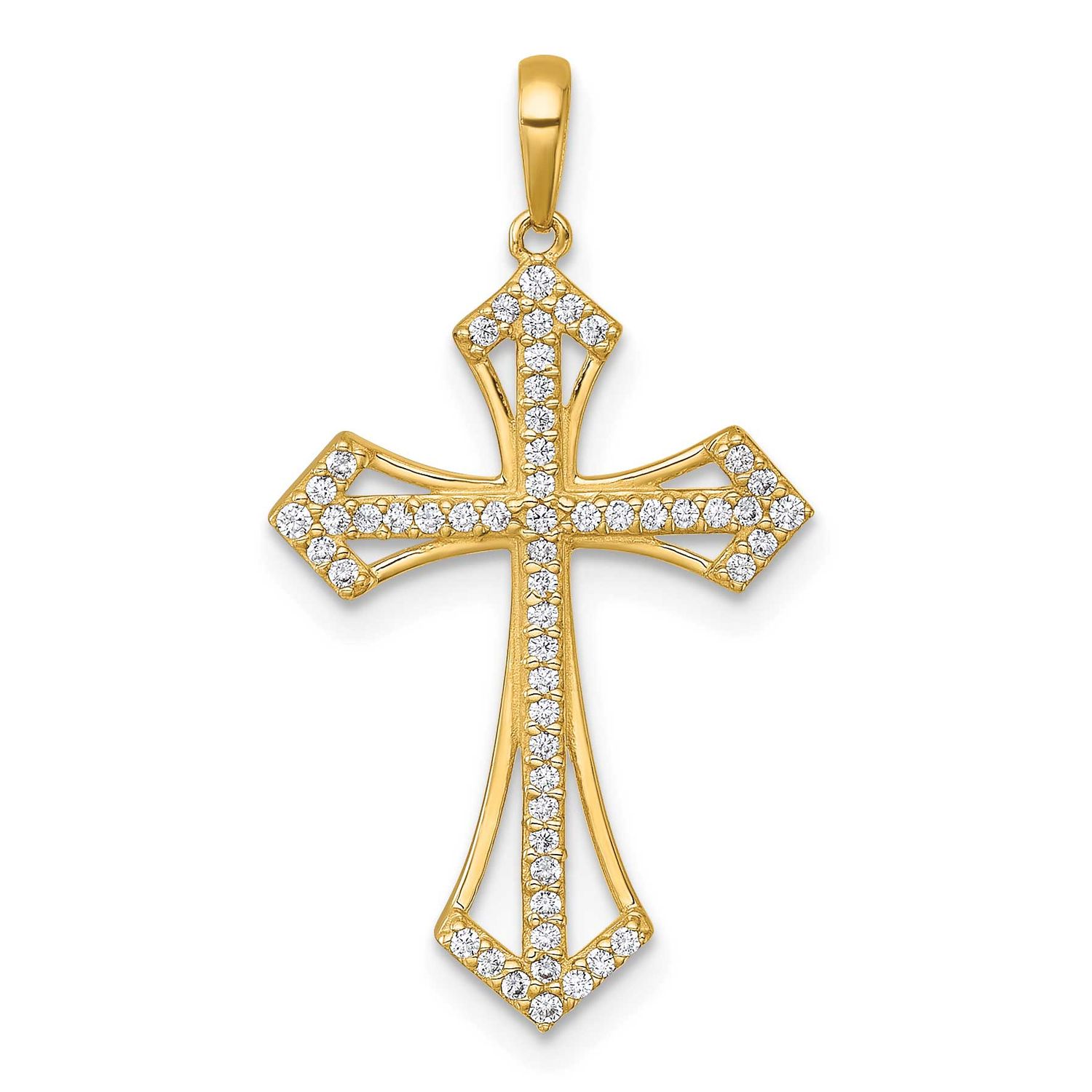 Fancy CZ Cross Pendant 14k Gold Polished, MPN: XR2193, UPC: