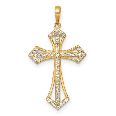 Fancy CZ Cross Pendant 14k Gold Polished, MPN: XR2193, UPC: