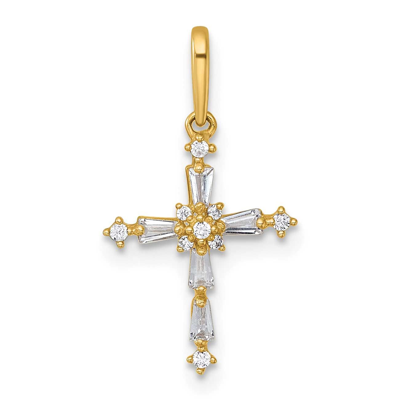 Fancy CZ Cross Pendant 14k Gold Polished, MPN: XR2172, UPC: