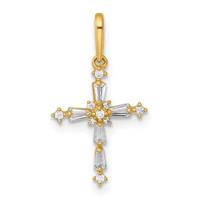 Fancy CZ Cross Pendant 14k Gold Polished, MPN: XR2172, UPC: