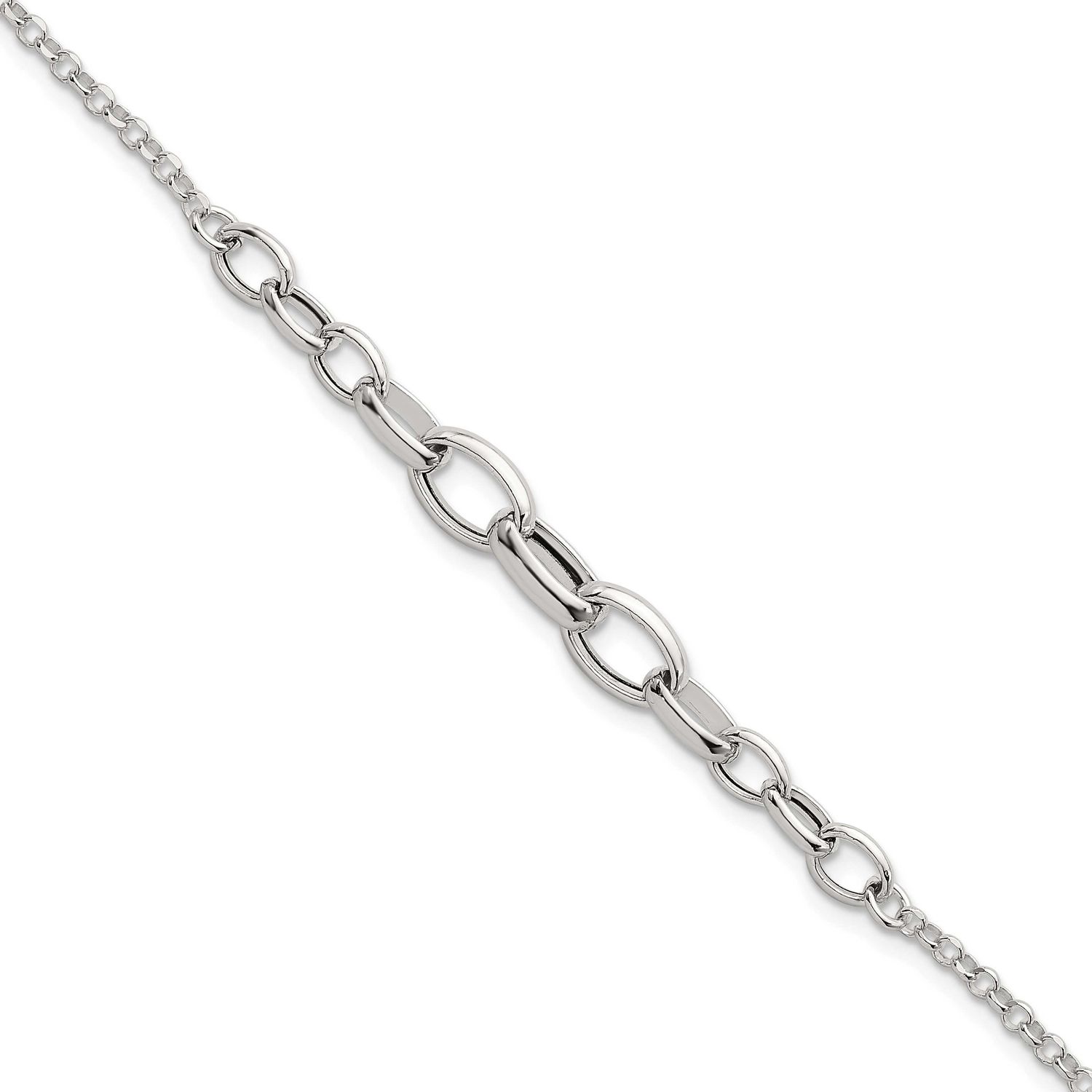 Graduated Cable 7 Inch with 1 Inch Extension Bracelet Sterling Silver Polished, MPN: QG6935-7, UPC: