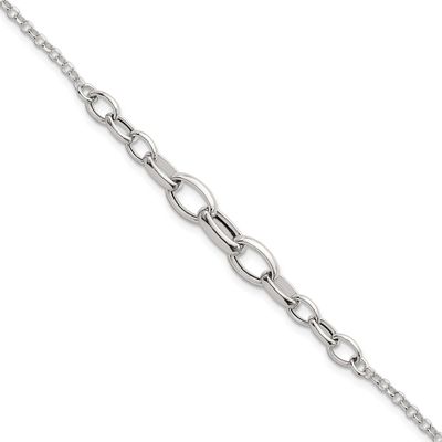 Graduated Cable 7 Inch with 1 Inch Extension Bracelet Sterling Silver Polished, MPN: QG6935-7, UPC: