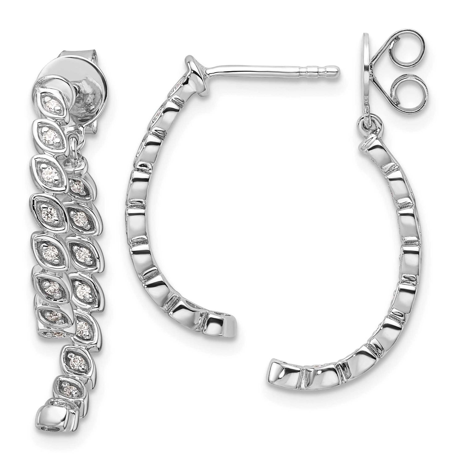 Polished Diamond Front and Back Dangle Earrings 14k White Gold, MPN: EM10173-021-WAA, UPC: