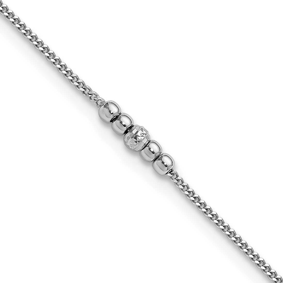 Diamond-Cut Beaded 9 Inch Plus 1 Inch Extension Anklet Sterling Silver Rhodium-Plated, MPN: QG6907-…