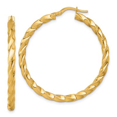 Diamond-Cut Twist Hoop Earrings 14k Gold Polished, MPN: TF2427, UPC: