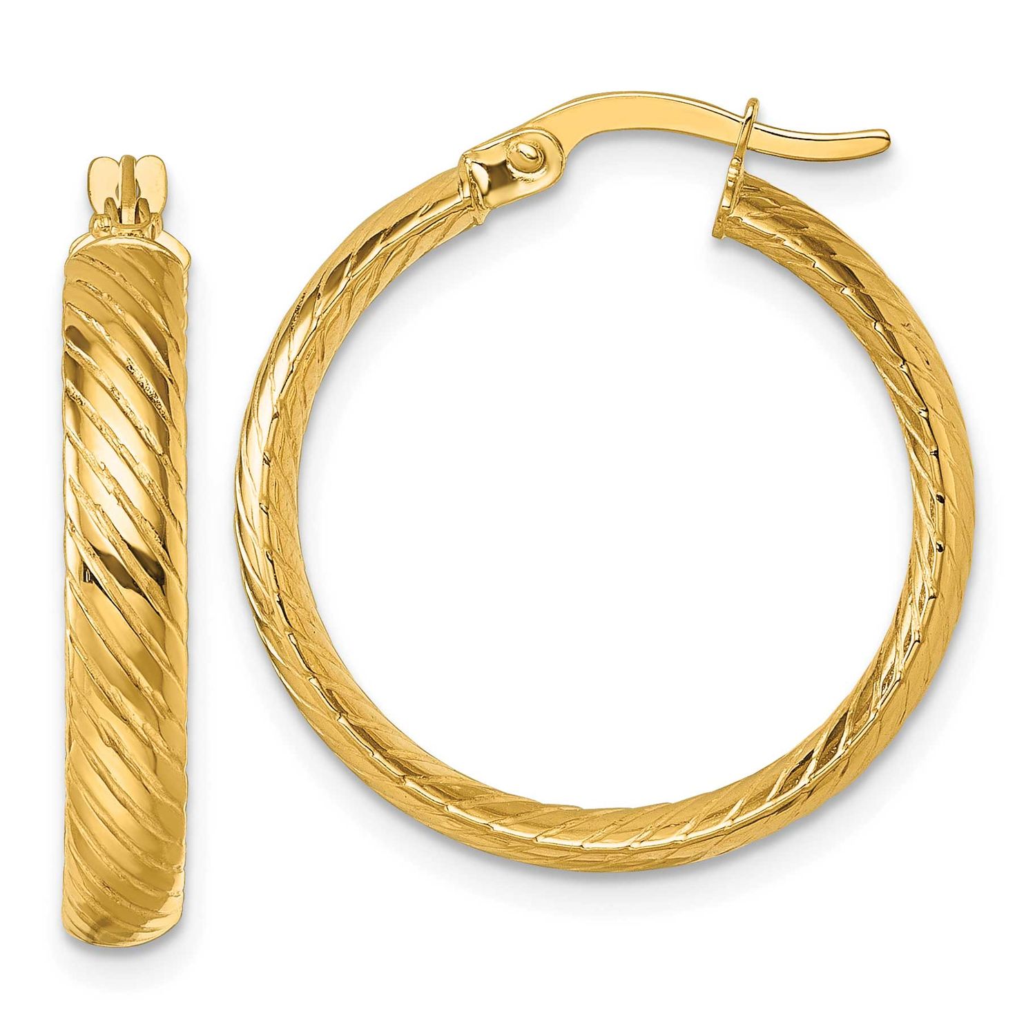 Textured Hoop Earrings 10k Gold Polished, MPN: 10TC1064, UPC: