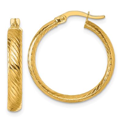 Textured Hoop Earrings 10k Gold Polished, MPN: 10TC1064, UPC: