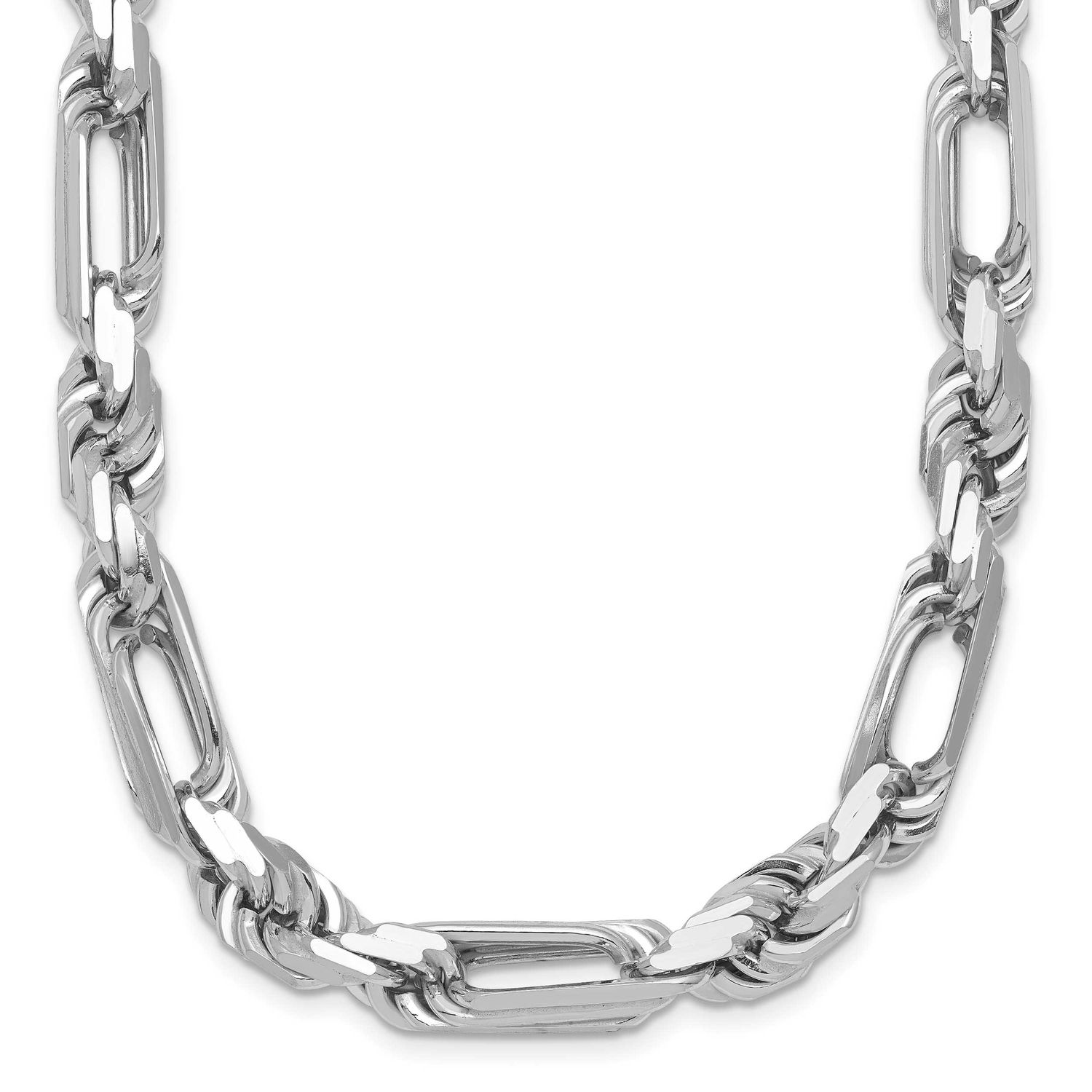 Polished Figaro Rope 8mm 20 Inch Necklace Sterling Silver Rhodium-Plated, MPN: QG6930-20, UPC: