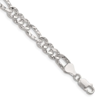 6.3mm Hammered Figaro Chain 18 Inch Sterling Silver, MPN: QHF150-18, UPC: