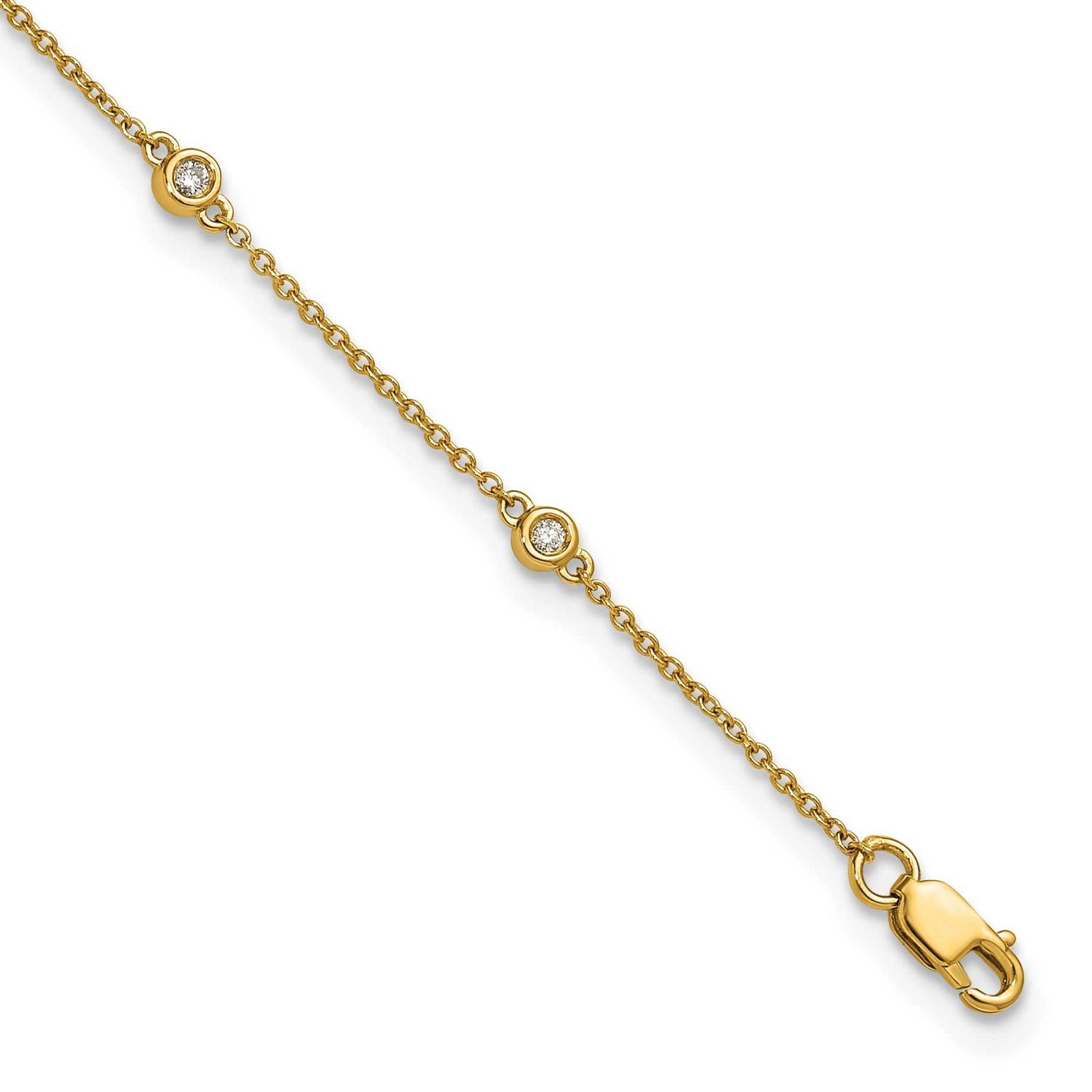 Diamond Station Cable Anklet 14k Gold, MPN: PM1010-013-YA-9, UPC: