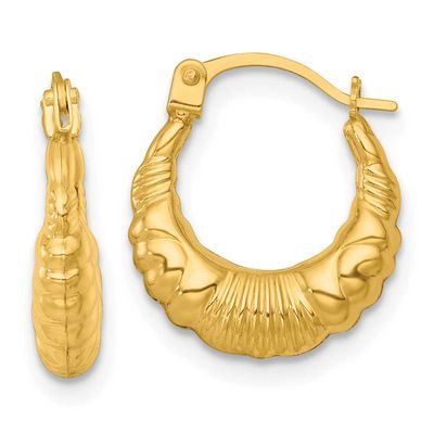 Fancy Hoop Earrings 14k Gold Polished, MPN: TF2399, UPC: