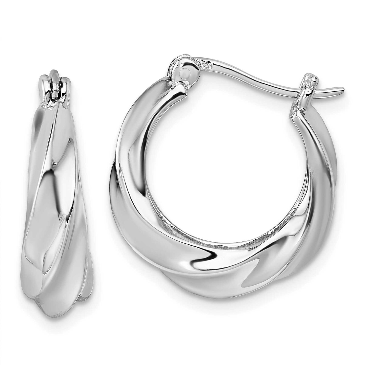 Twisted Hoop Earrings Sterling Silver Rhodium-Plated, MPN: QE17880, UPC: