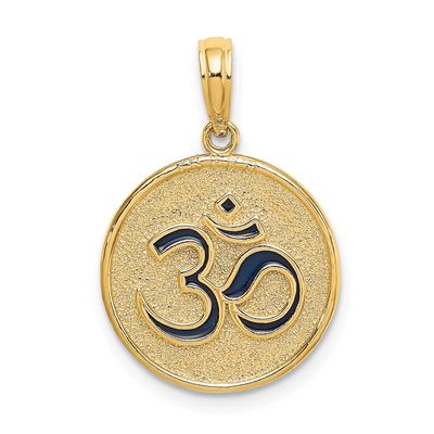 Enameled Om with Lotus Flower On Reverse Charm 14k Gold, MPN: K7051, UPC: 637218140558