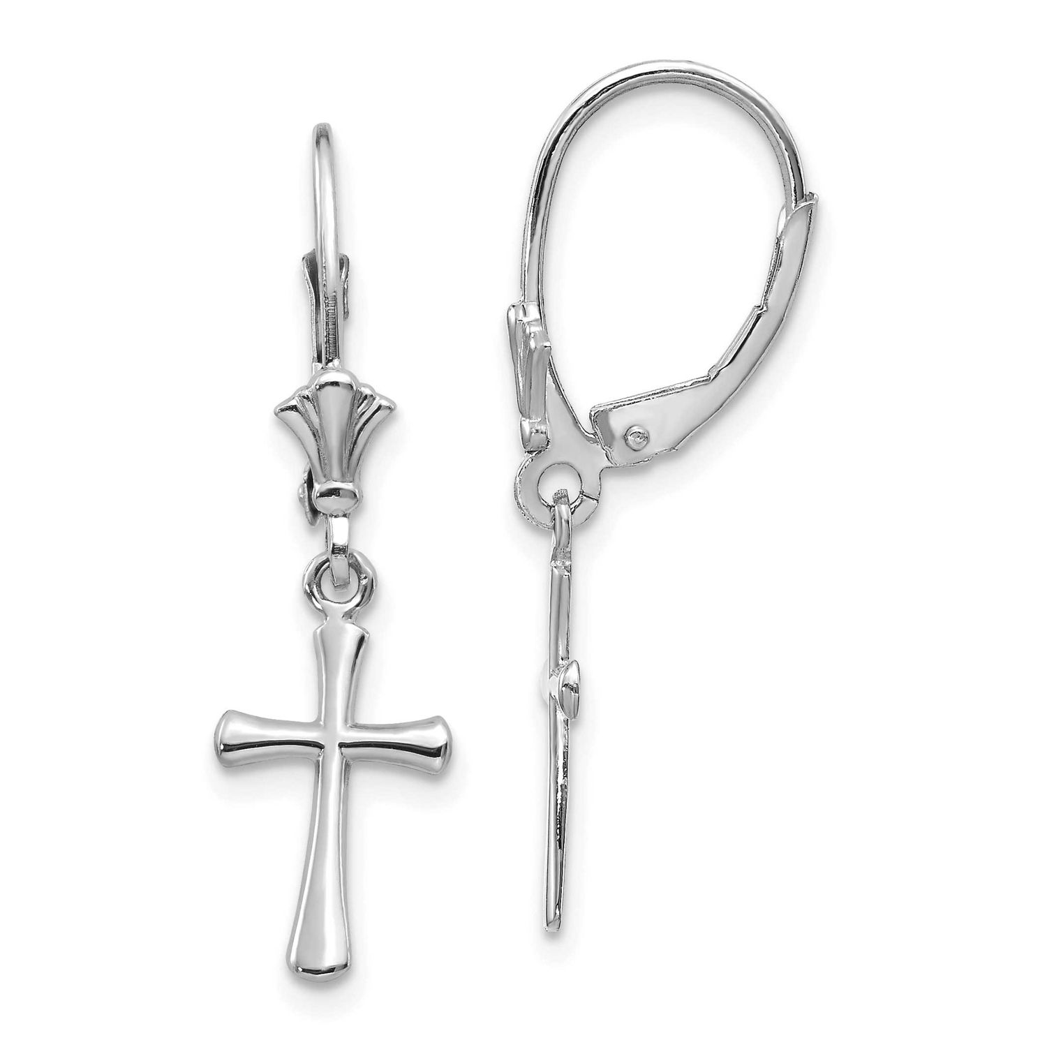 Cross Leverback Earrings 10k White Gold, MPN: 10TF1924W, UPC: 191101566950