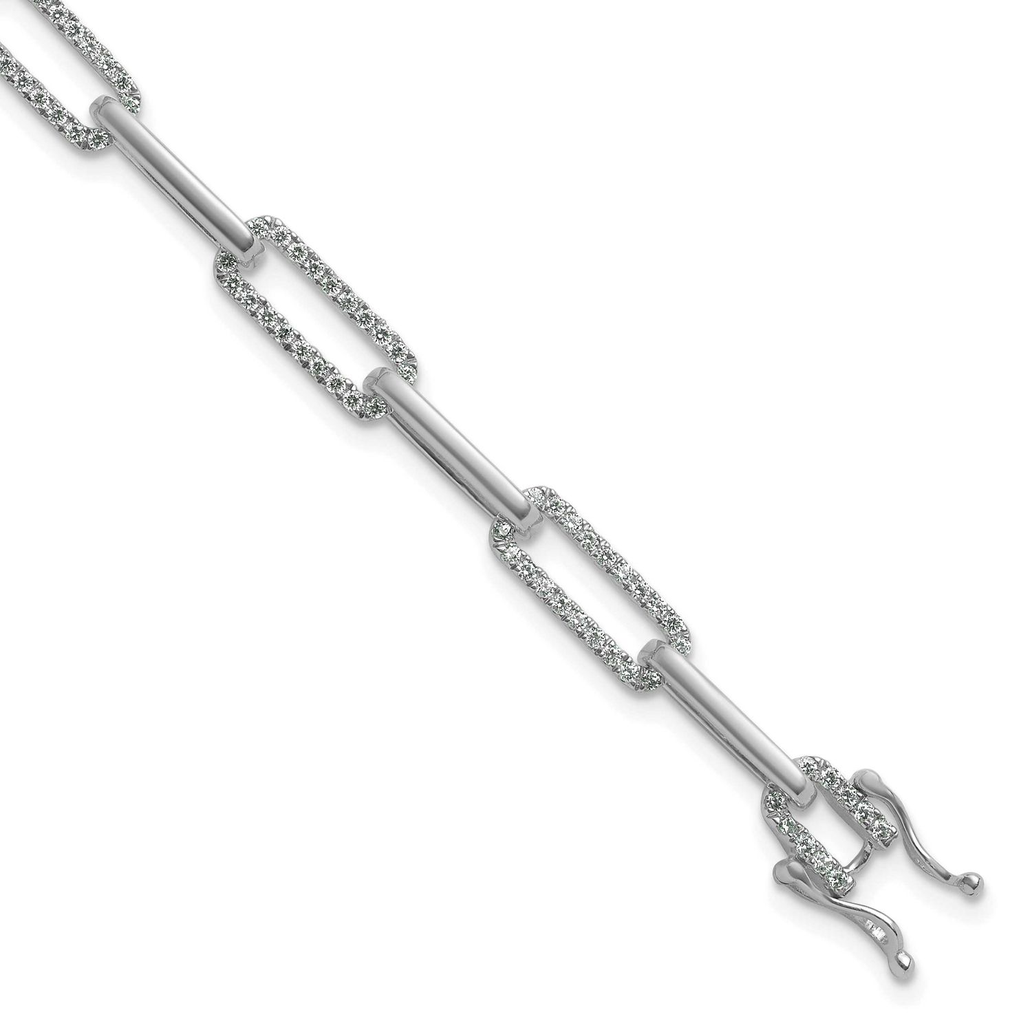 Polished Diamond Paperclip Link Bracelet 14k White Gold, MPN: BM10272-140-WAA, UPC: