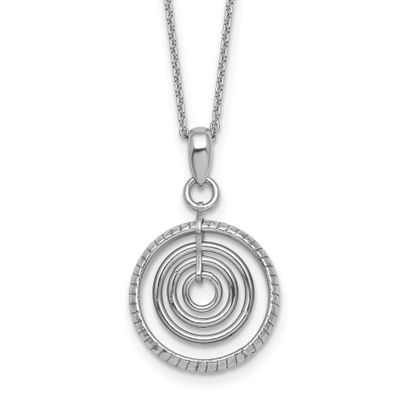 Polish Multi Circle Dangle 16 Inch with 1 Inch Extension Necklace Sterling Silver Rhodium-Plated Po…