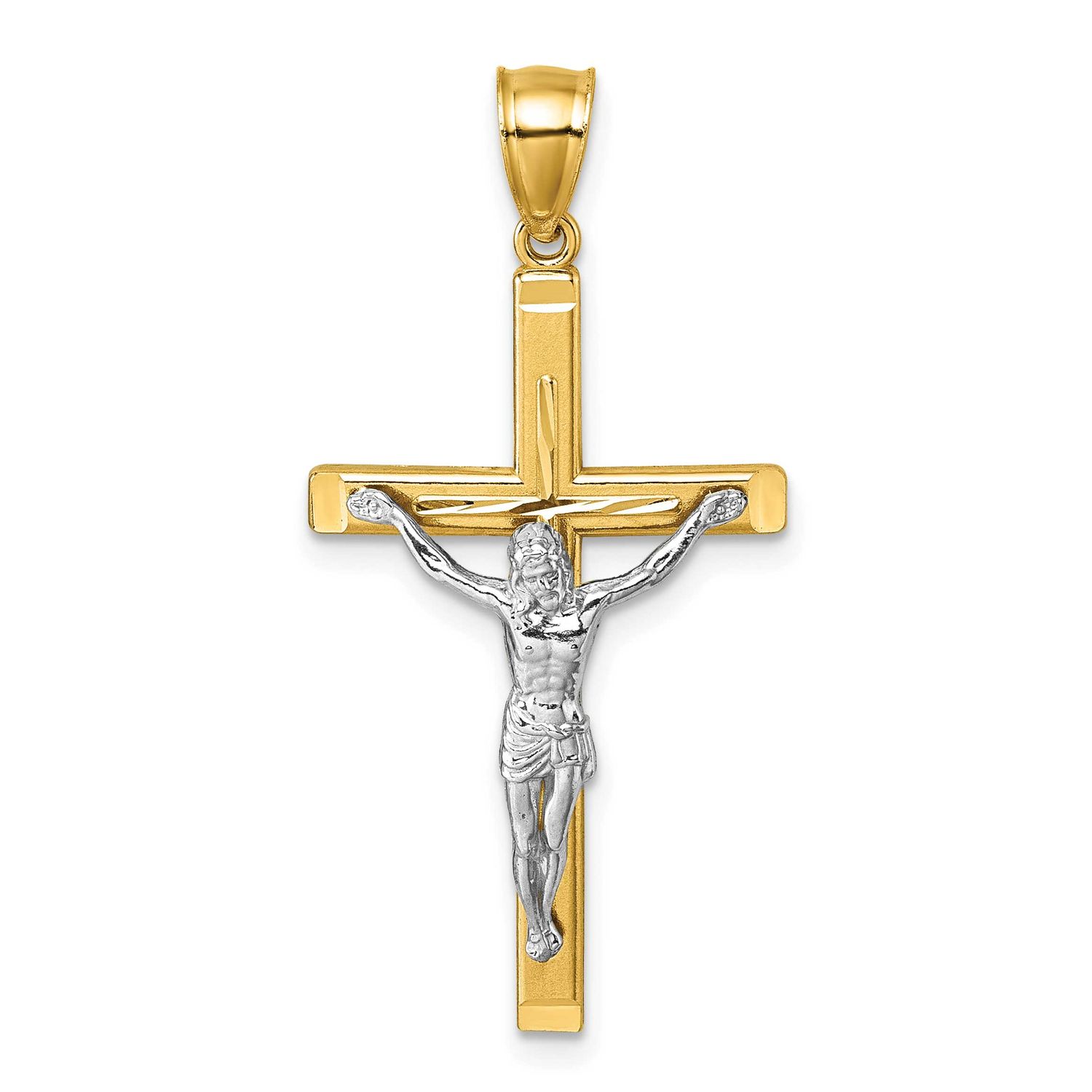 Diamond-Cut Crucifix Pendant 14K Two Tone Gold Polished, MPN: K10091, UPC: