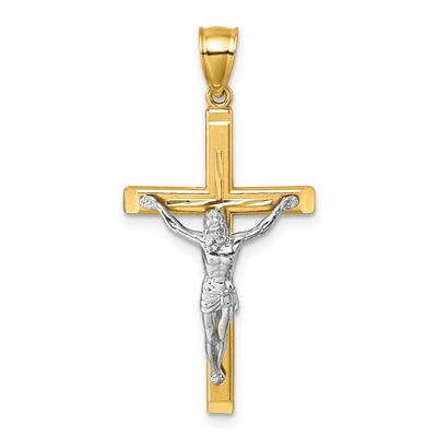 Diamond-Cut Crucifix Pendant 14K Two Tone Gold Polished, MPN: K10091, UPC: