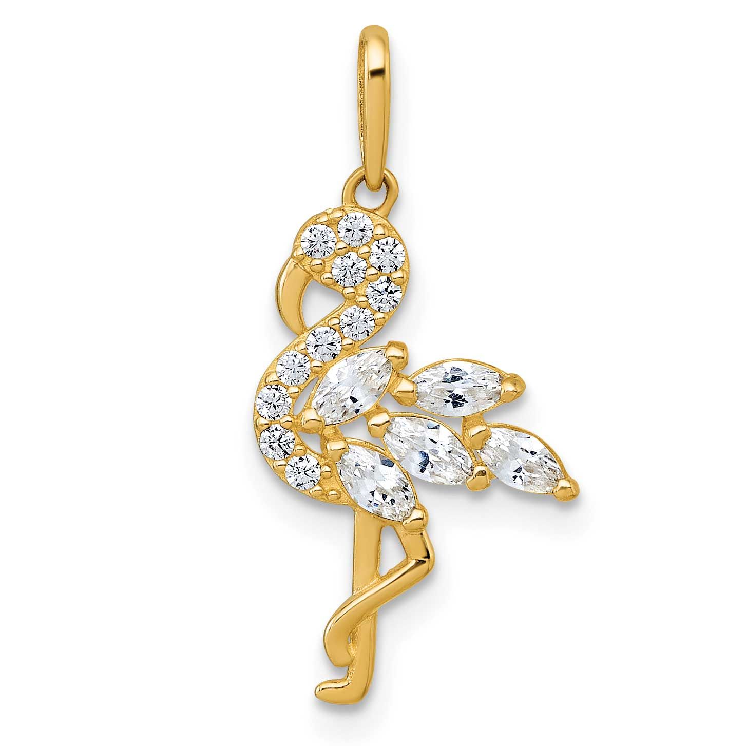 CZ Flamingo Pendant 10k Gold Polished, MPN: 10C4990, UPC: